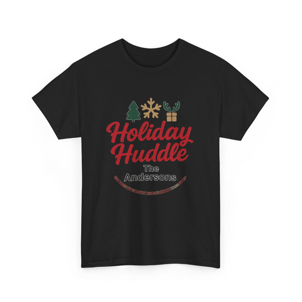 Holiday Huddle Personalized T‑Shirt — Family Christmas Tee (The Andersons)