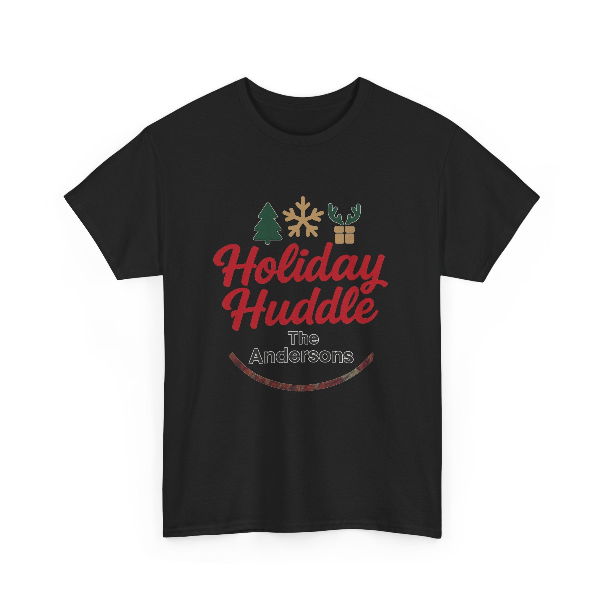Holiday Huddle Personalized T‑Shirt — Family Christmas Tee (The Andersons)