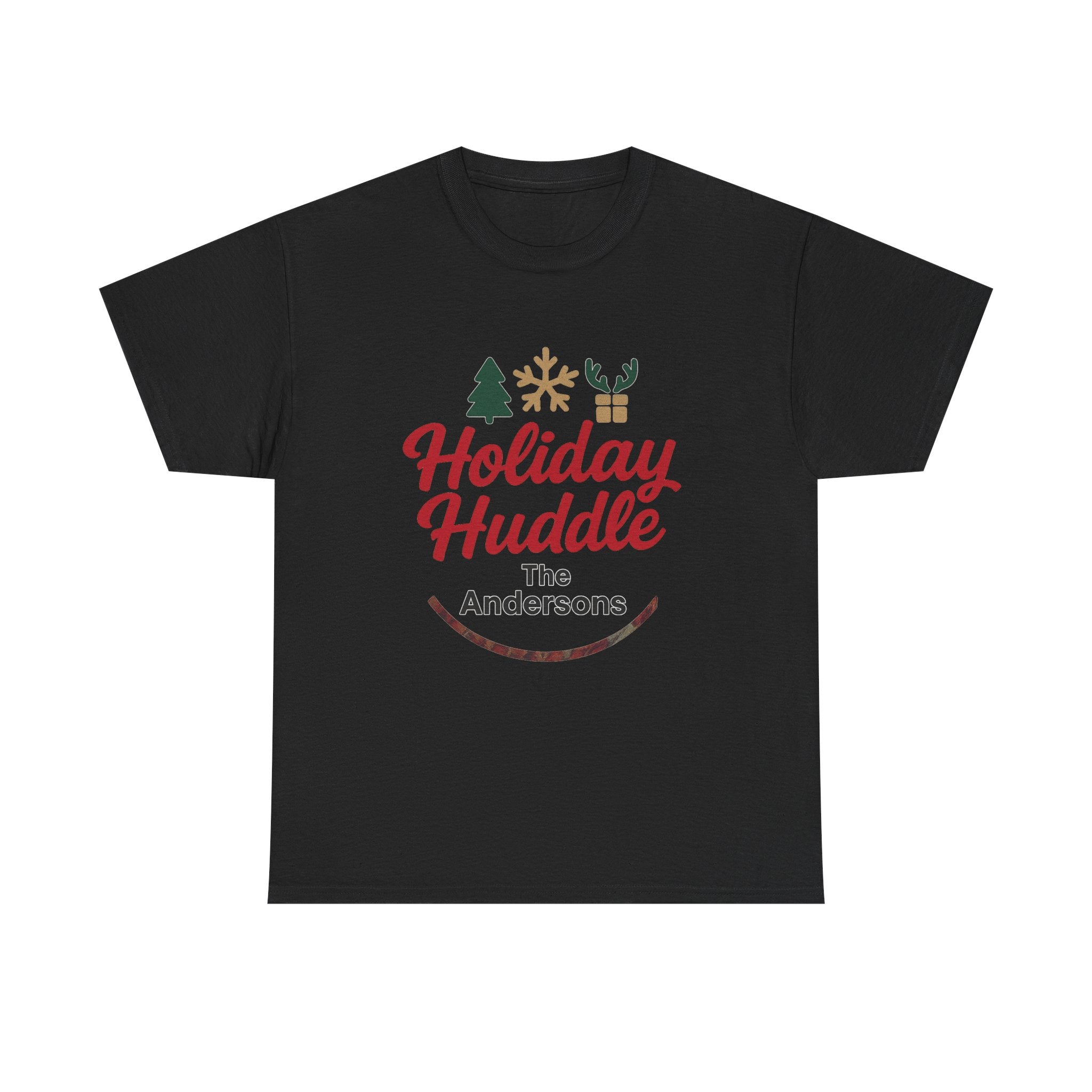 Holiday Huddle Personalized T‑Shirt — Family Christmas Tee (The Andersons)