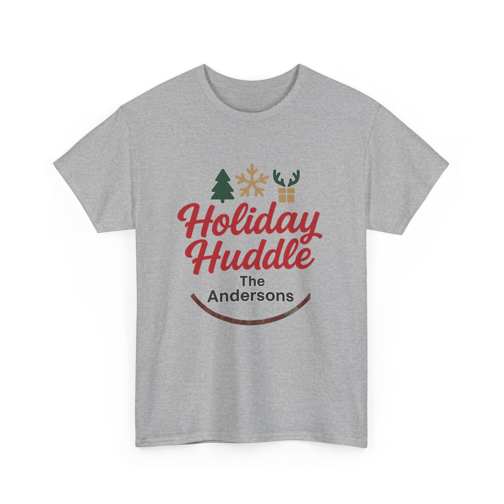 Holiday Huddle Personalized T‑Shirt — Family Christmas Tee (The Andersons)