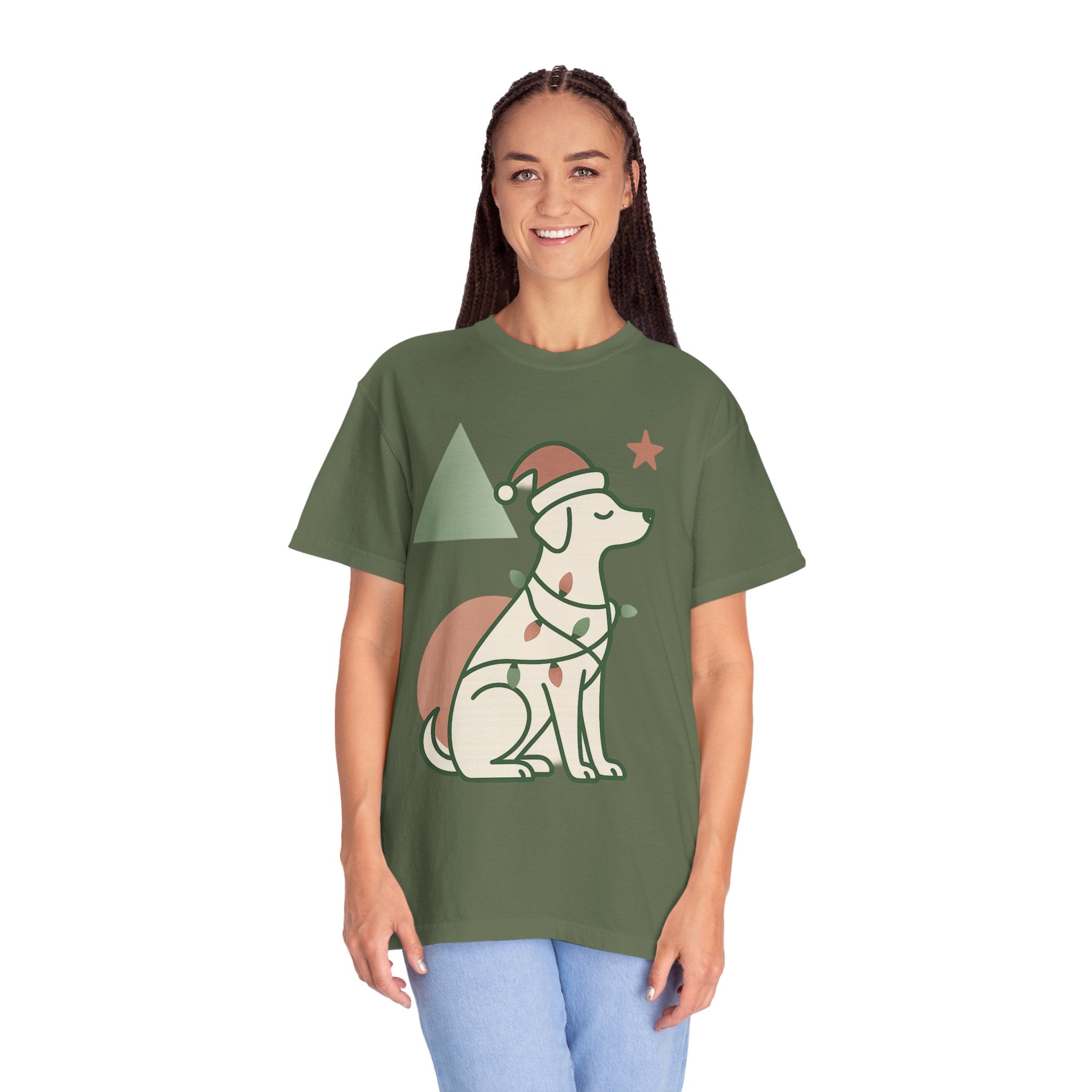 Festive Puppy with Santa Hat T‑Shirt