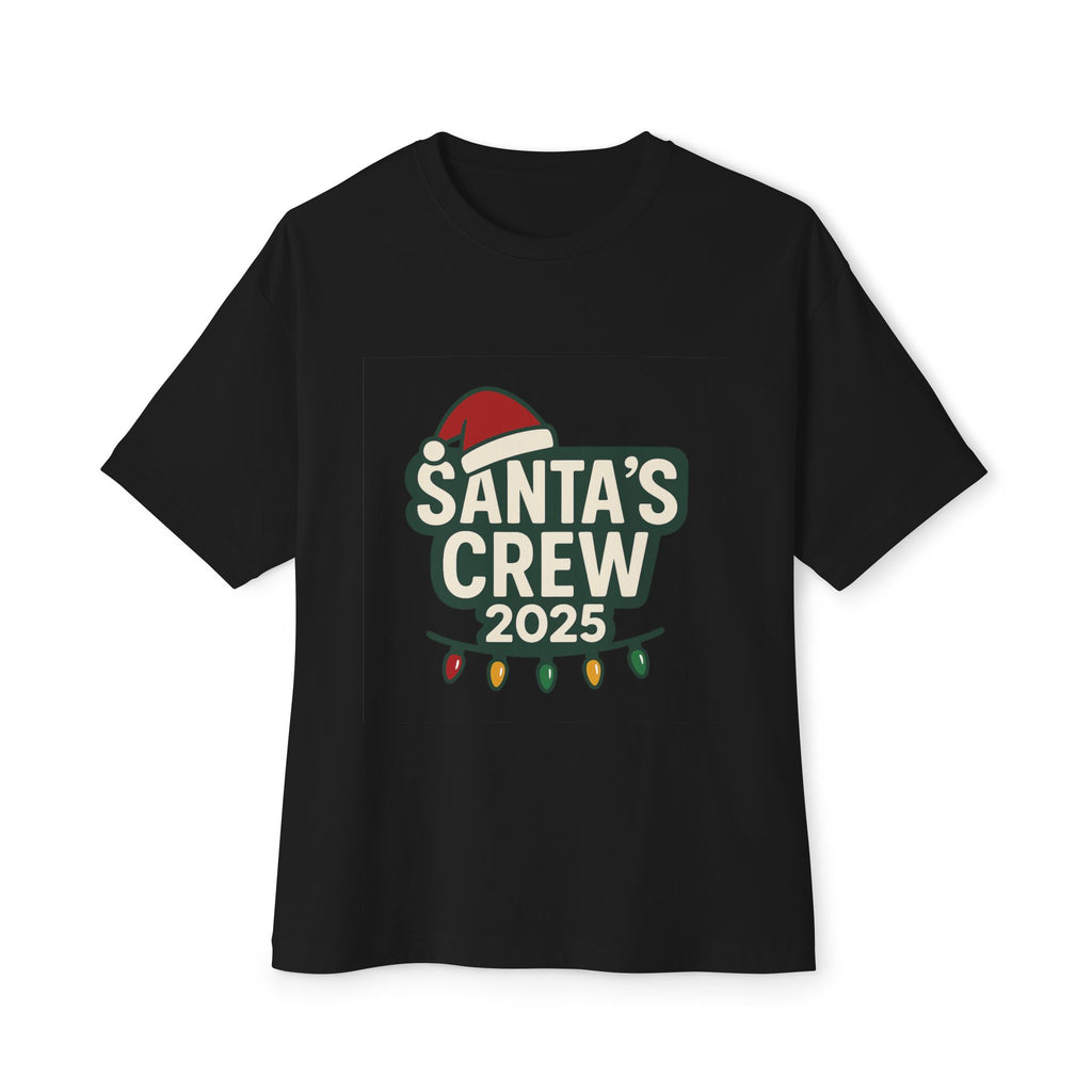 Santa's Crew 2025 T-Shirt — Holiday Christmas Tee with Santa Hat & Lights