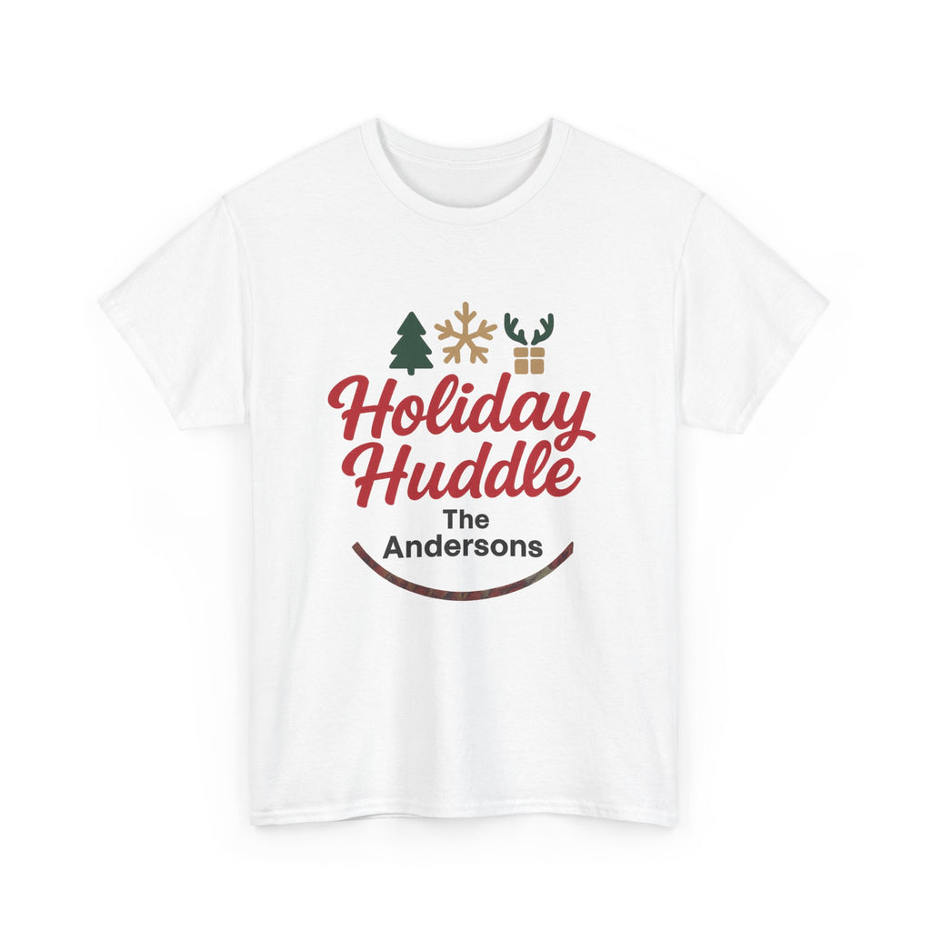 Holiday Huddle Personalized T‑Shirt — Family Christmas Tee (The Andersons)
