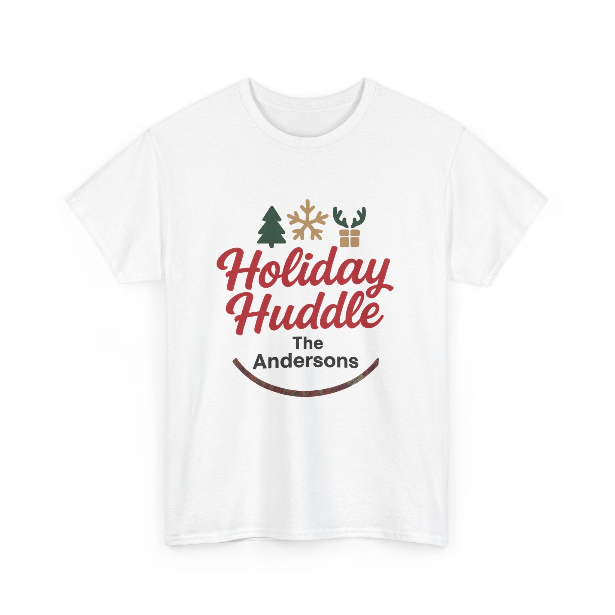 Holiday Huddle Personalized T‑Shirt — Family Christmas Tee (The Andersons)