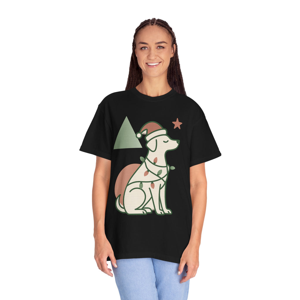 Festive Puppy with Santa Hat T‑Shirt