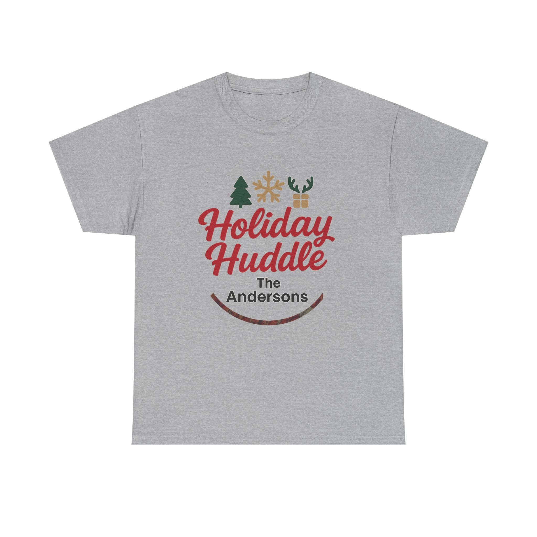 Holiday Huddle Personalized T‑Shirt — Family Christmas Tee (The Andersons)