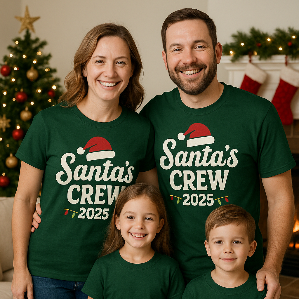 Santa’s Crew 2025 Matching Family Christmas Shirts – Holiday Family Outfits