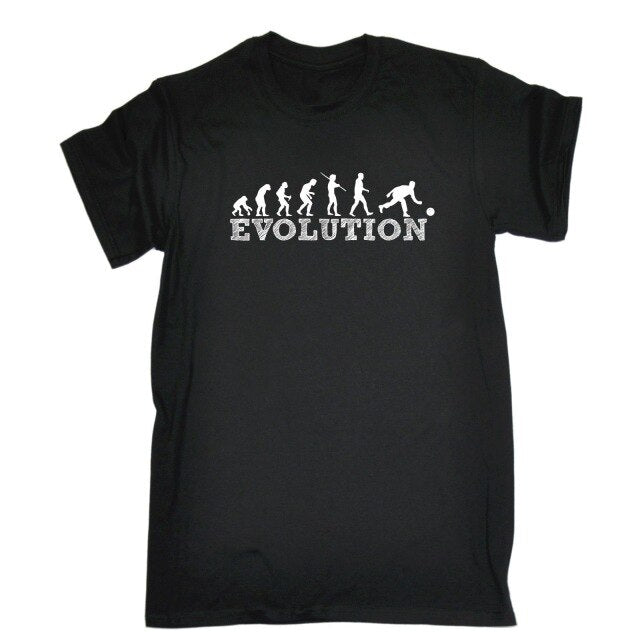 Evolution Bowlinger T-SHIRT Tee Lawn Bowls Ten Pin Funny Birthday Gift Present Top Harajuku Short Sleeve Shirt Funny