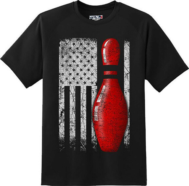 Bowling American Flag Patriotic Sports Cool Gift T Shirt New Graphic Tee