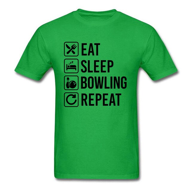 Black Text Redact Men T Shirt Quotes Eat Sleep Bowlinger Repeat Husband Tshirt Best Gift Adult Youth Fashion Tee Shirt Latest