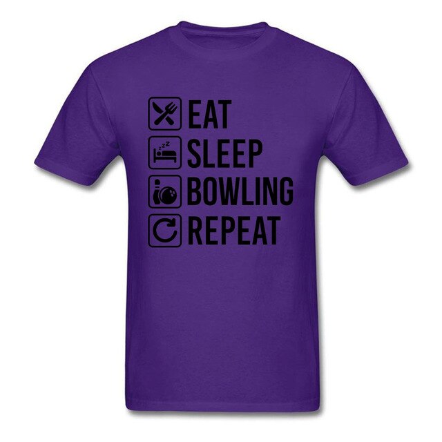 Black Text Redact Men T Shirt Quotes Eat Sleep Bowlinger Repeat Husband Tshirt Best Gift Adult Youth Fashion Tee Shirt Latest