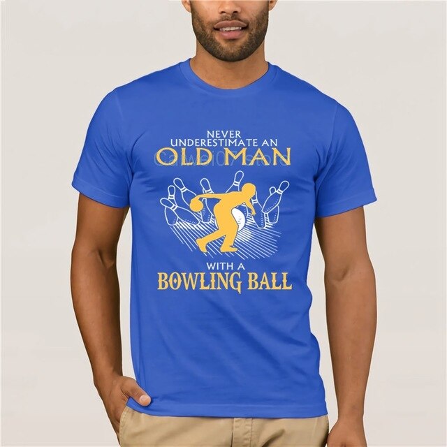 Fashion Mens Short sleeve T Shirt  Old man Bowling Fashion summer T Shirt 100% Cotton