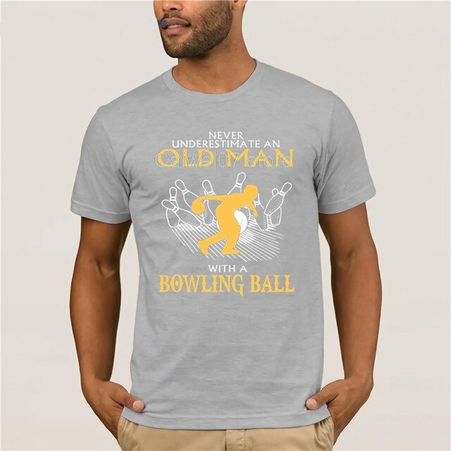Fashion Mens Short sleeve T Shirt  Old man Bowling Fashion summer T Shirt 100% Cotton