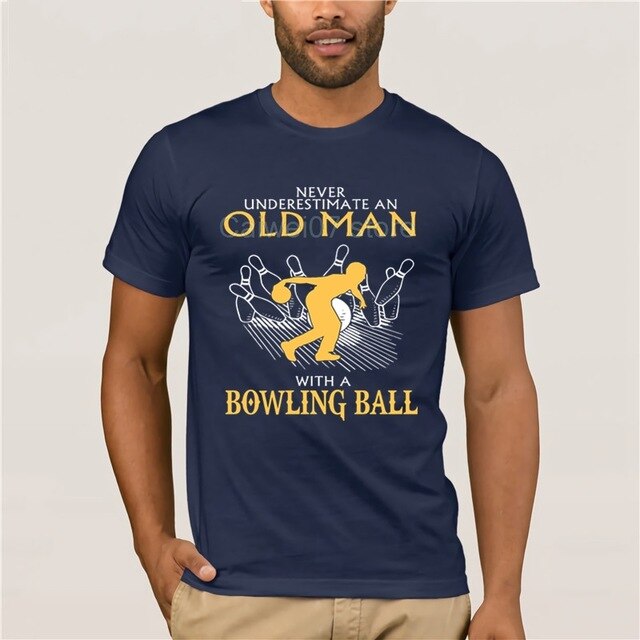 Fashion Mens Short sleeve T Shirt  Old man Bowling Fashion summer T Shirt 100% Cotton
