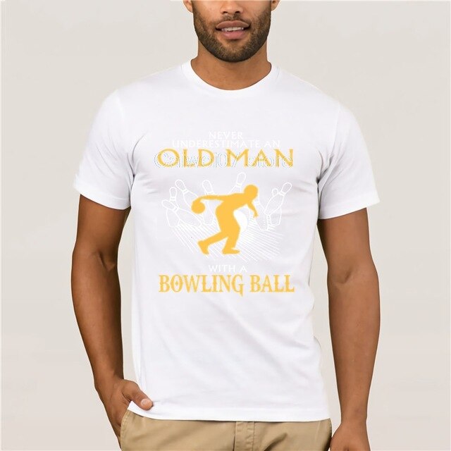 Fashion Mens Short sleeve T Shirt  Old man Bowling Fashion summer T Shirt 100% Cotton