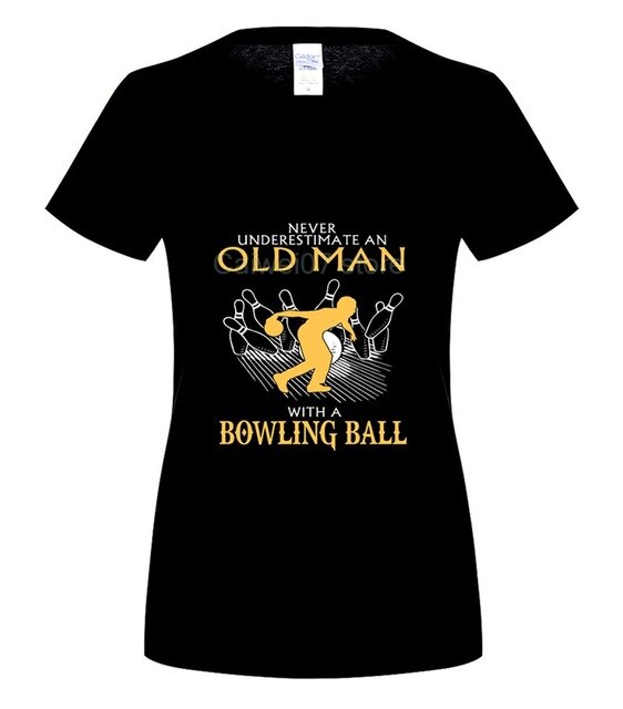 Fashion Mens Short sleeve T Shirt  Old man Bowling Fashion summer T Shirt 100% Cotton