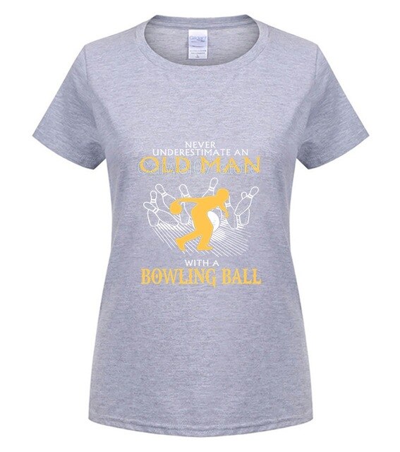 Fashion Mens Short sleeve T Shirt  Old man Bowling Fashion summer T Shirt 100% Cotton