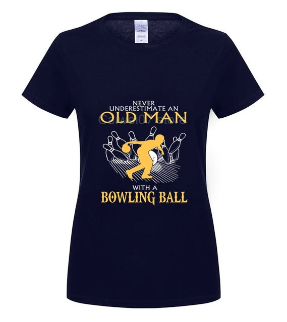 Fashion Mens Short sleeve T Shirt  Old man Bowling Fashion summer T Shirt 100% Cotton