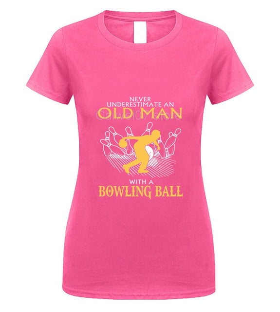 Fashion Mens Short sleeve T Shirt  Old man Bowling Fashion summer T Shirt 100% Cotton