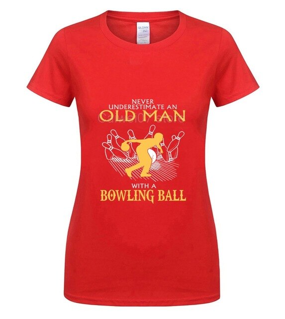 Fashion Mens Short sleeve T Shirt  Old man Bowling Fashion summer T Shirt 100% Cotton