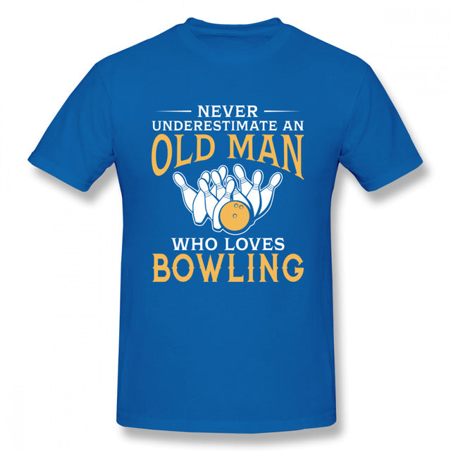 Plus szie Nice Short-sleeved Never Underestimate An Old Man Who Loves Bowling T Shirt Man New Short Sleeve