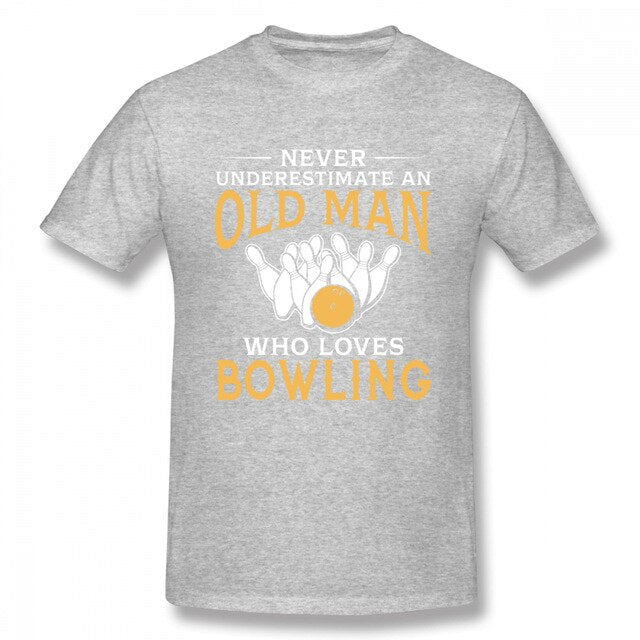 Plus szie Nice Short-sleeved Never Underestimate An Old Man Who Loves Bowling T Shirt Man New Short Sleeve