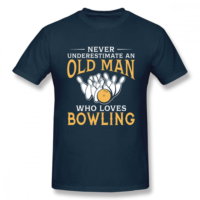 Plus szie Nice Short-sleeved Never Underestimate An Old Man Who Loves Bowling T Shirt Man New Short Sleeve