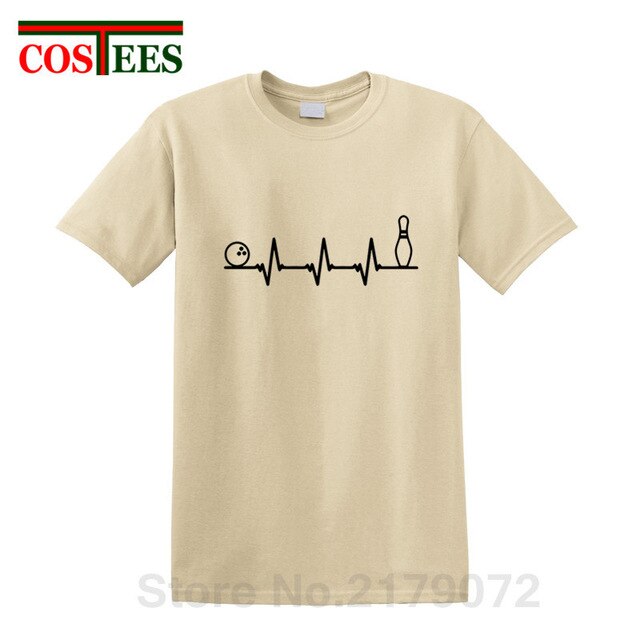 Funny Bowling Heartbeat T Shirts Men Graphic Printed Tee shirt Custom Short Sleeve comic Bowling Electrocardiogram Pulse T-shirt
